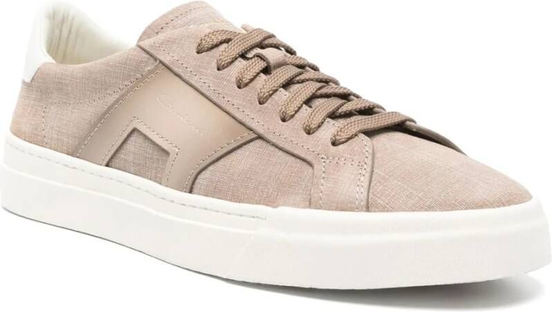 Santoni Leren sneakers met rubberen zool Beige Heren