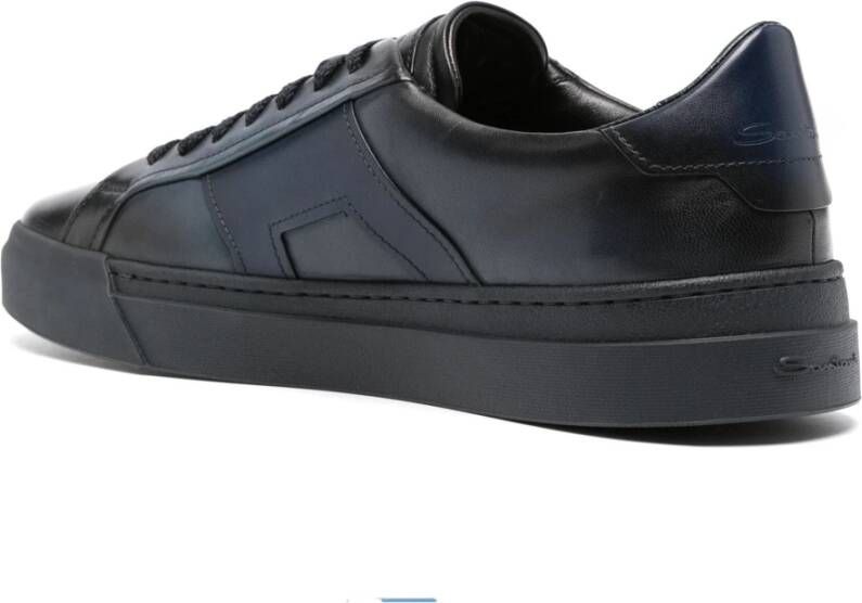 Santoni Leren sneakers met rubberen zool Blue Heren