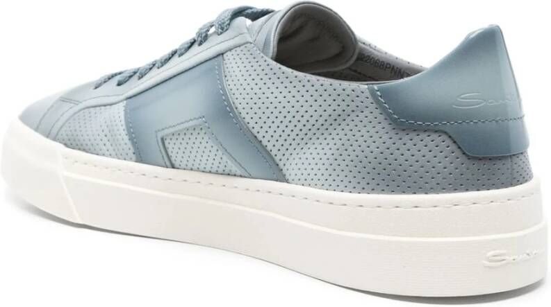 Santoni Leren sneakers met rubberen zool Blue Heren