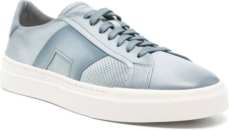 Santoni Leren sneakers met rubberen zool Blue Heren