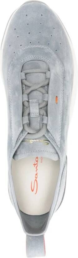 Santoni Leren Sneakers met Rubberen Zool Gray Heren