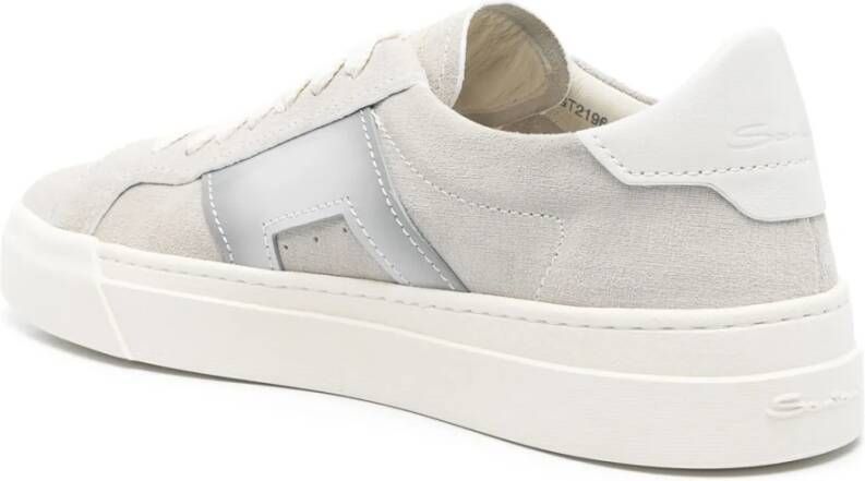 Santoni Leren sneakers met rubberen zool Gray Heren