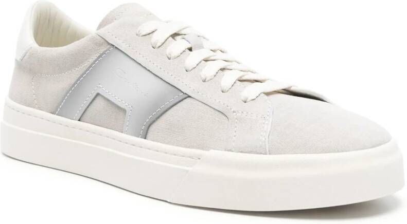 Santoni Leren sneakers met rubberen zool Gray Heren