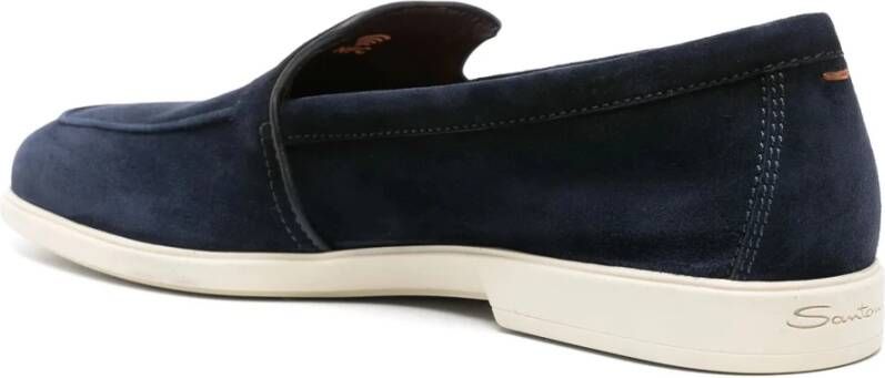 Santoni Leren Suède Loafers met Rubberen Zool Blue Heren