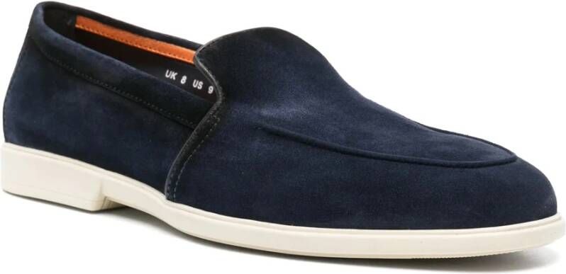 Santoni Leren Suède Loafers met Rubberen Zool Blue Heren