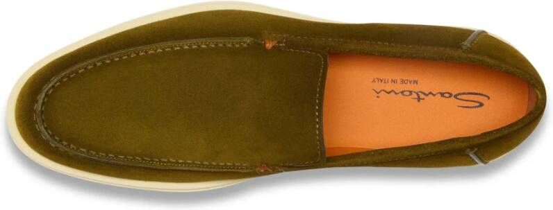 Santoni Leren Suède Loafers met Rubberen Zool Green Heren