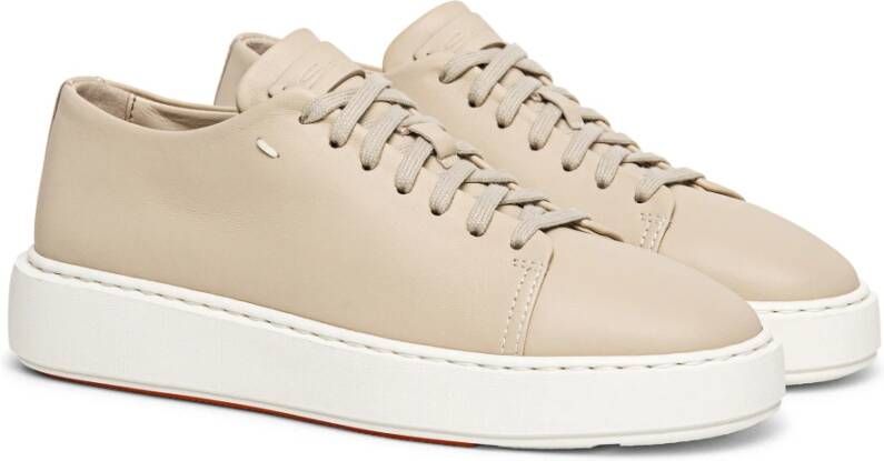 Santoni Leren Tennissneaker Beige Dames