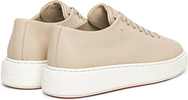 Santoni Leren Tennissneaker Beige Dames