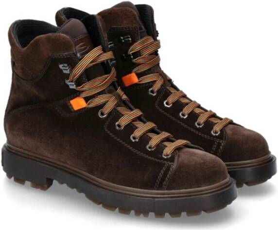 Santoni Leren Veterschoenen Enkellaarzen Brown Heren