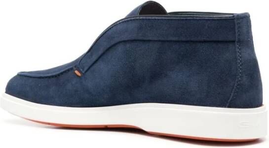 Santoni Blauwe Leren Loafers voor Mannen Blue Heren