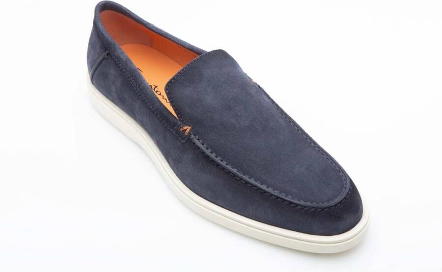 Santoni Luxe Leren Loafers voor Mannen Blue Heren