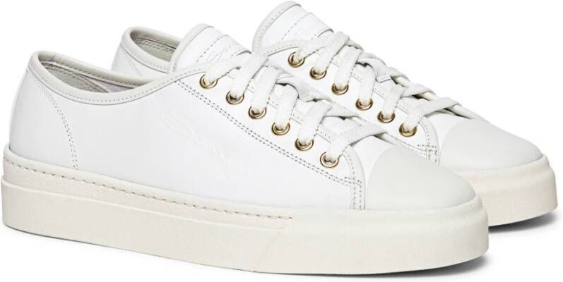 Santoni Luxe Leren Sneaker met Tennis-geïnspireerd Ontwerp Black Dames