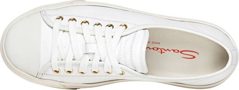 Santoni Luxe Leren Sneaker met Tennis-geïnspireerd Ontwerp Black Dames