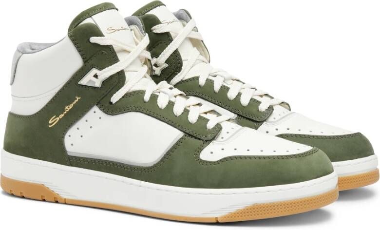 Santoni Luxe Sneak-Air High Top Sneaker Green Heren