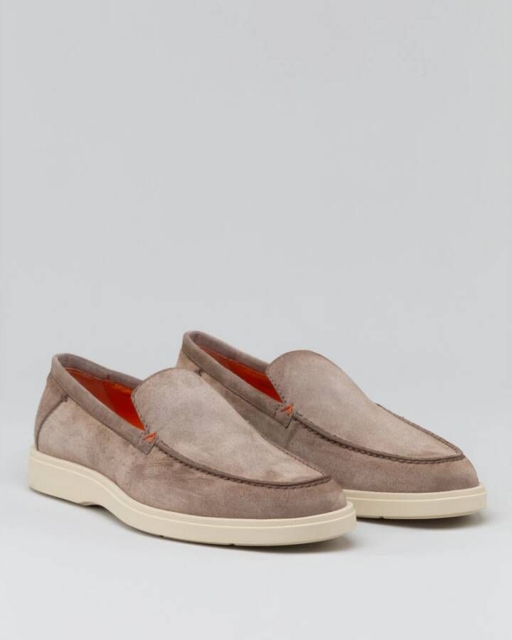 Santoni Met de hand gemaakt Suède Loafer Beige Heren