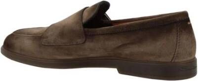 Santoni Metalen Gesp Leren Loafers Blokhak Brown Heren