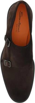 Santoni Metalen Gesp Leren Loafers Brown Heren