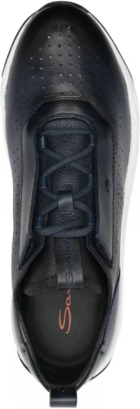 Santoni Middernachtblauwe Geperforeerde Sneakers Blue Heren