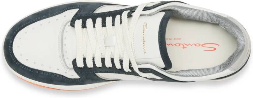 Santoni Nubuck Leren Sneaker Blue Heren