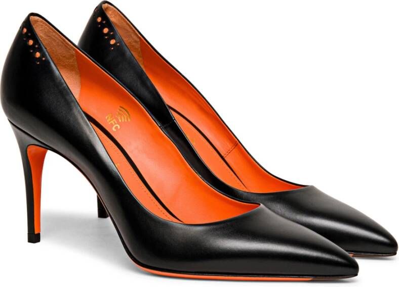 Santoni Tijdloze leren hoge hak pomp Black Dames