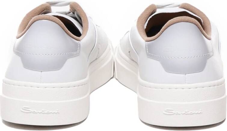 Santoni Roomkleurig Suède Veterschoenen White Heren