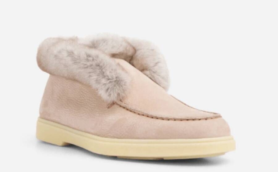 Santoni Roze Bontgevoerde Suède Desert Boots Pink Dames