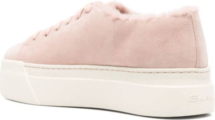 Santoni Shearling gevoerde flatform sneakers in roze Pink Dames