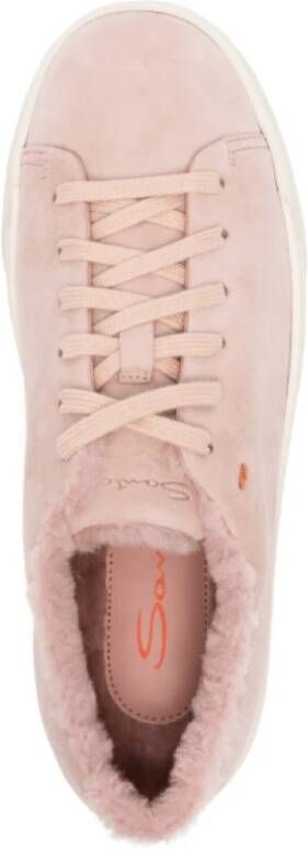 Santoni Shearling gevoerde flatform sneakers in roze Pink Dames