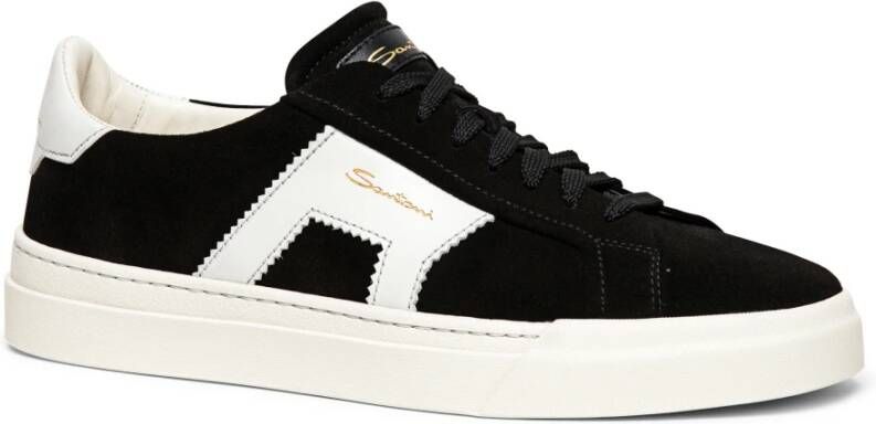 Santoni Sneaker van suède en leer voor heren Black Heren