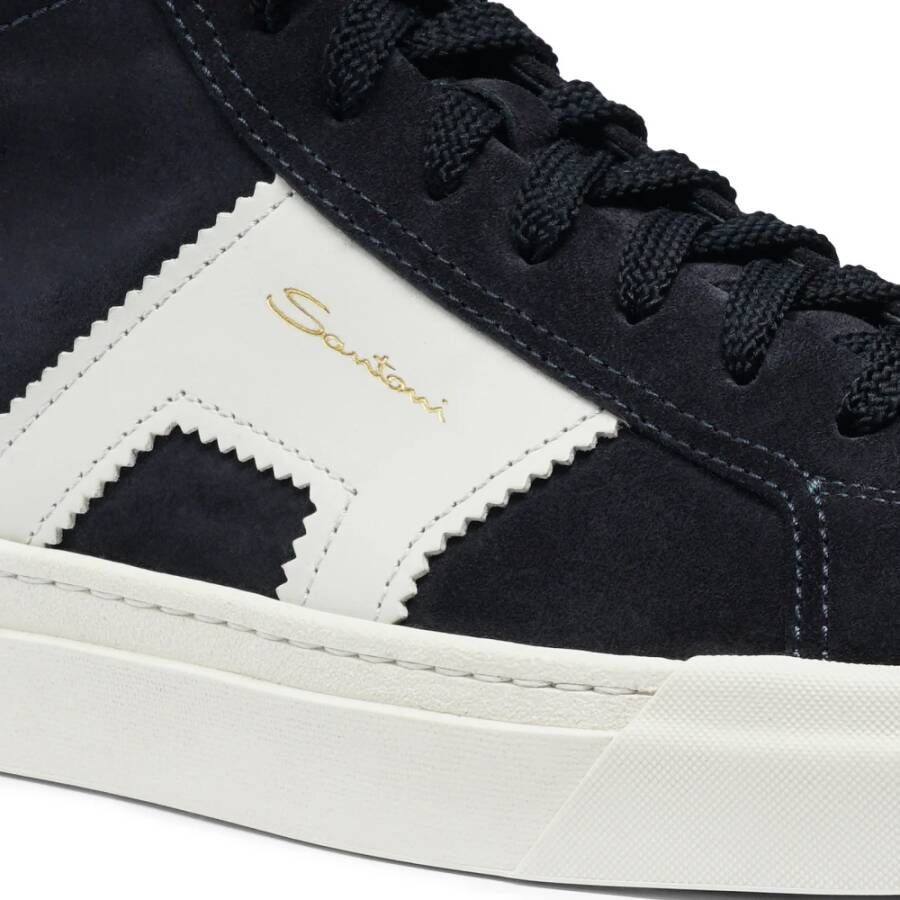 Santoni Sneaker van suède en leer voor heren Blue Heren