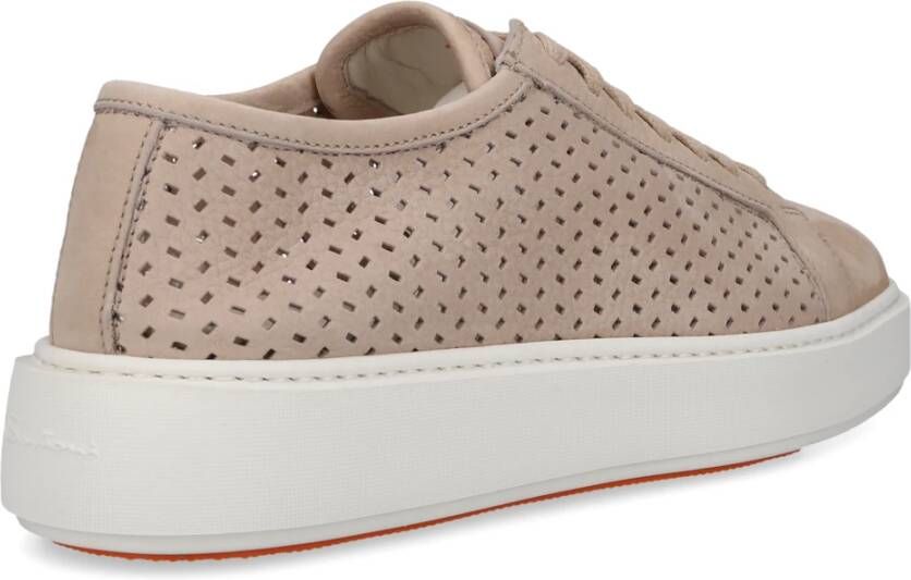 Santoni Lage Top Leren Sneakers Beige Dames