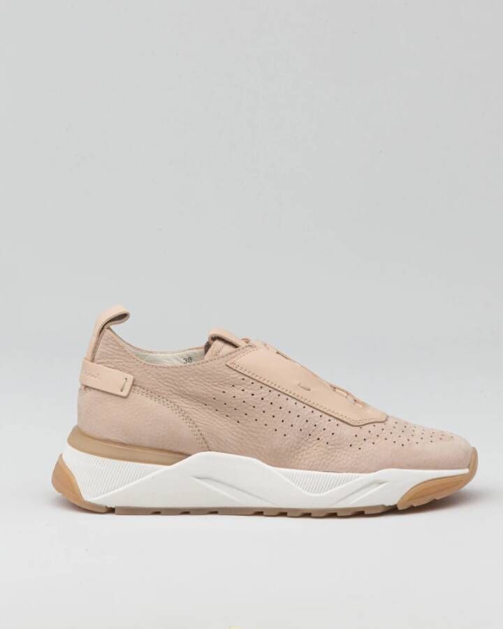 Santoni Innova Geperforeerde Nubuck Sneakers Beige Dames