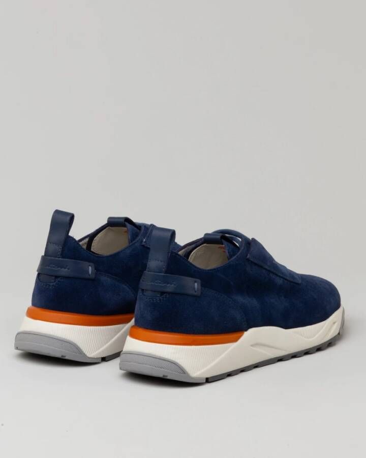 Santoni Innova Suede Sneakers Blauw Heren