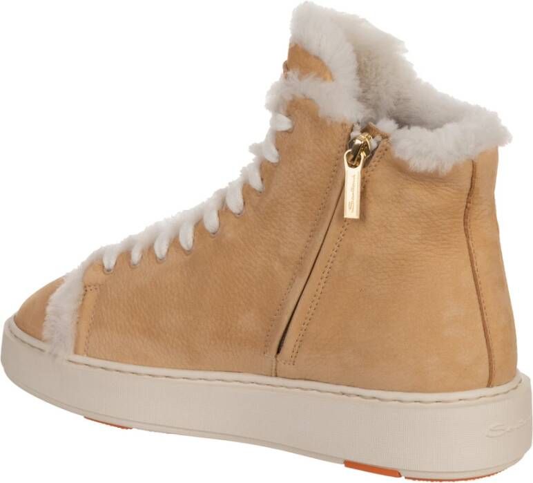 Santoni Gehamerde Leren Sneakers Bruin Dames