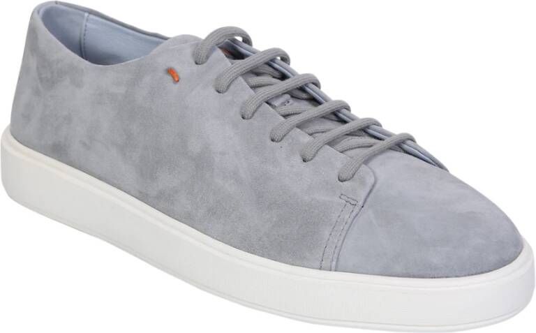 Santoni Grijze leren sneakers upgrade Grijs Heren