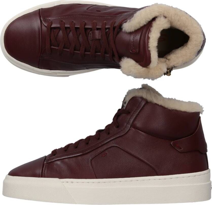 Santoni Hoge Top Sneakers 60943 Kalbsleder Rood Dames