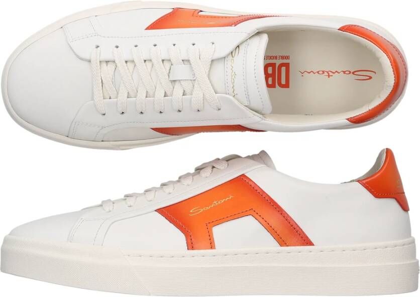 Santoni Lage sneakers met dubbele gesp Wit Heren