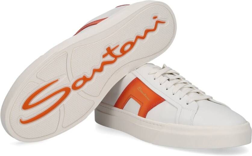 Santoni Lage sneakers met dubbele gesp Wit Heren