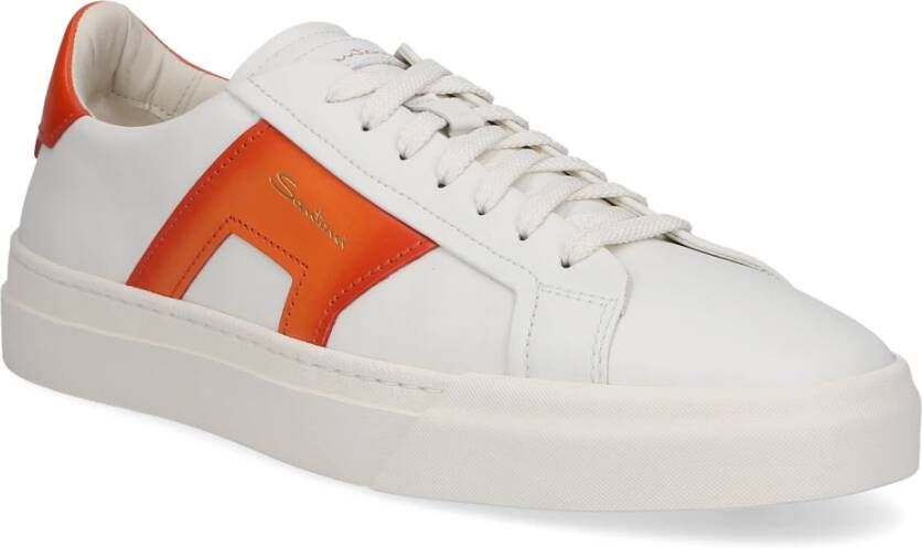 Santoni Lage sneakers met dubbele gesp Wit Heren