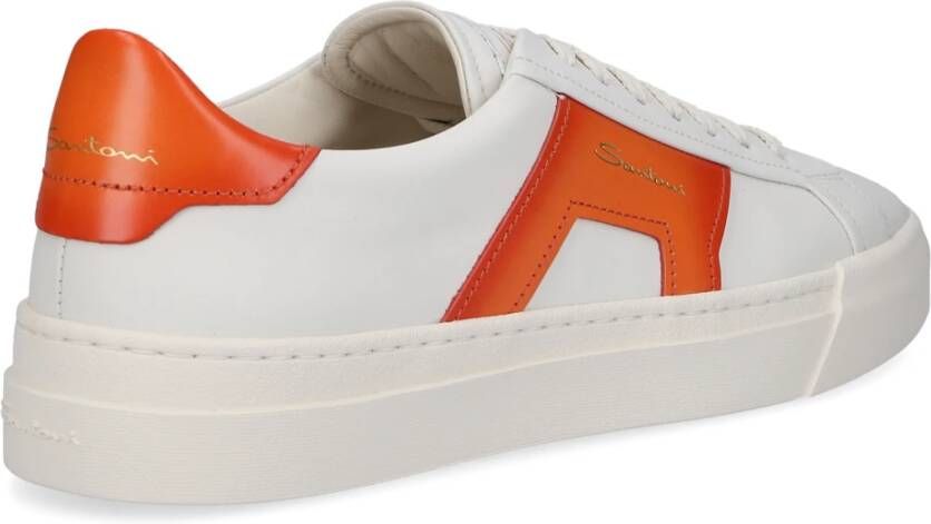 Santoni Lage sneakers met dubbele gesp Wit Heren