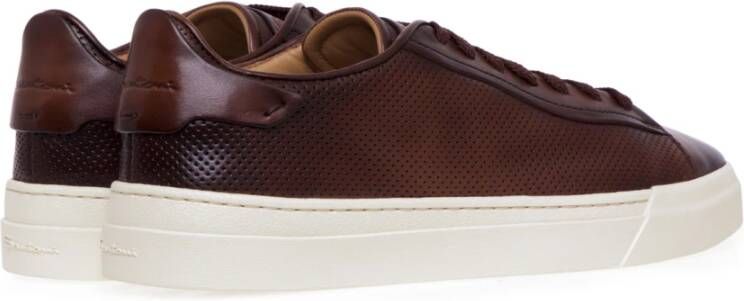 Santoni Sportieve Leren Sneakers Brown Heren