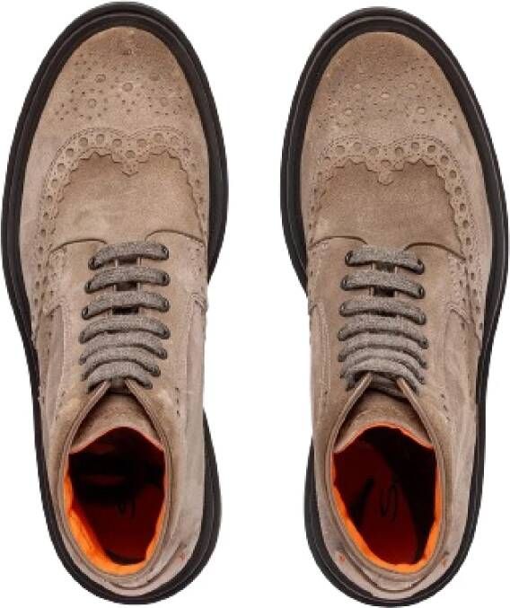 Santoni Suede Brogue Wandelschoenen Brown Heren