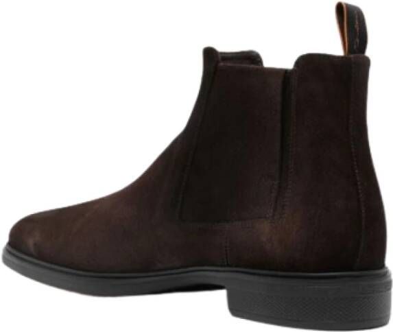 Santoni Suède Chelsea Laarzen Ronde Neus Stijl Brown Heren