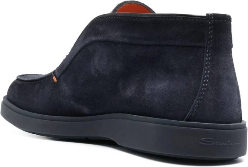 Santoni Suede Desert Boots Blue Heren