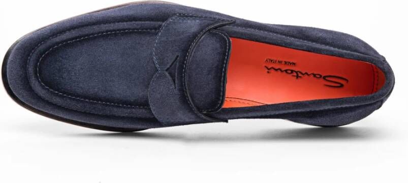 Santoni Suède instapper voor heren Blue Heren