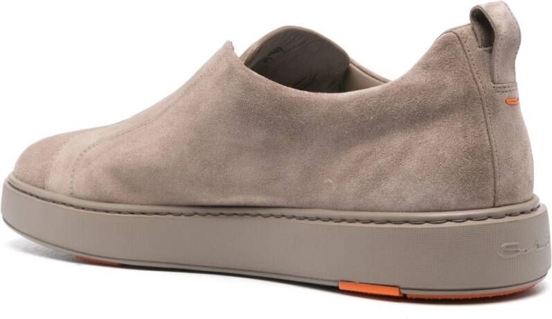 Santoni Suede Laceless Sneakers Beige Heren