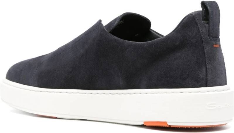 Santoni Suede Laceless Sneakers Blue Heren