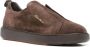 Santoni Suede Laceless Sneakers Brown Heren - Thumbnail 4