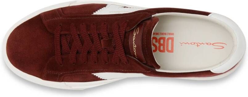 Santoni Suede Leren Sneaker Dubbele Gesp Red Heren