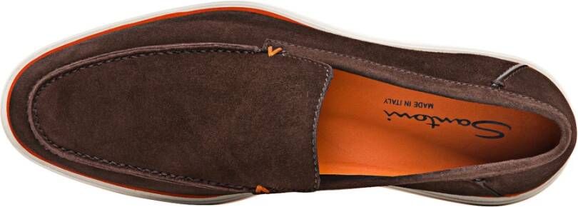 Santoni Suede Loafer Brown Heren